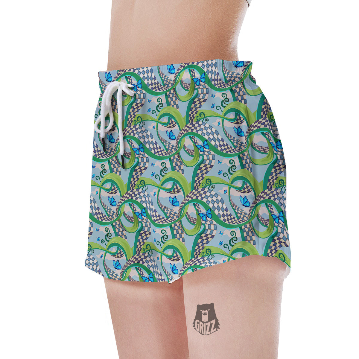 Maze Checkered Print Pattern Women's Shorts-grizzshop