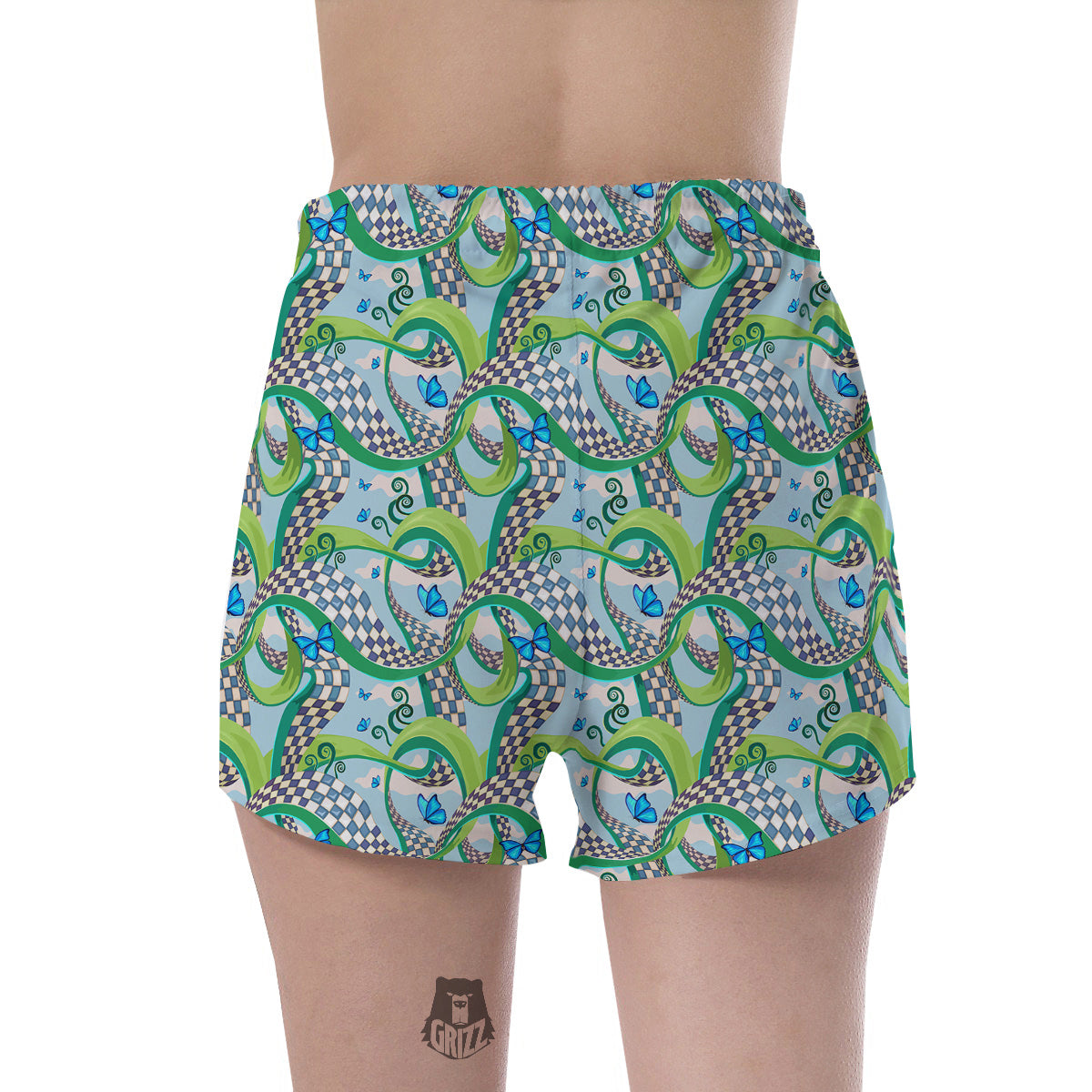Maze Checkered Print Pattern Women's Shorts-grizzshop