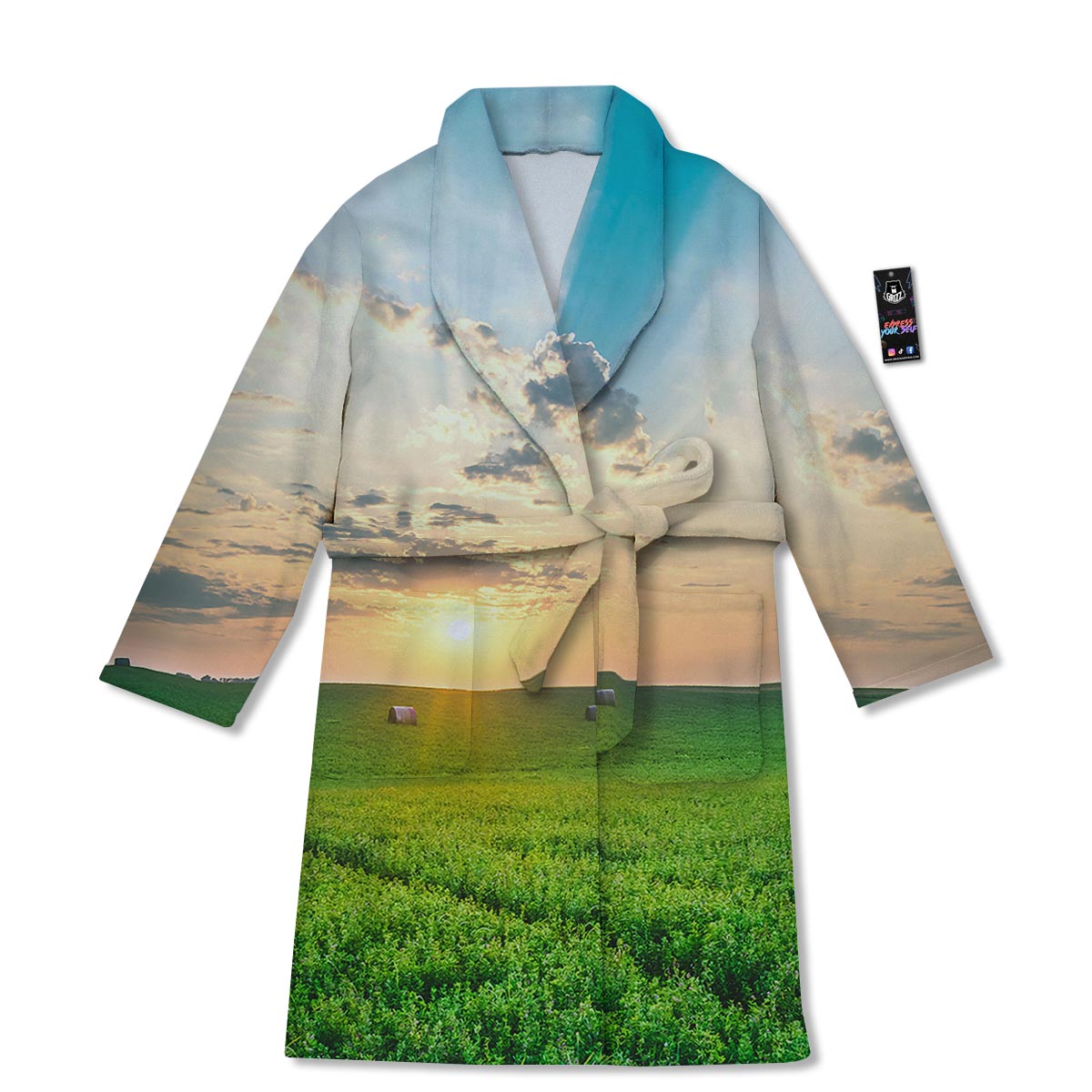 Meadow Sunrise Print Bathrobe-grizzshop