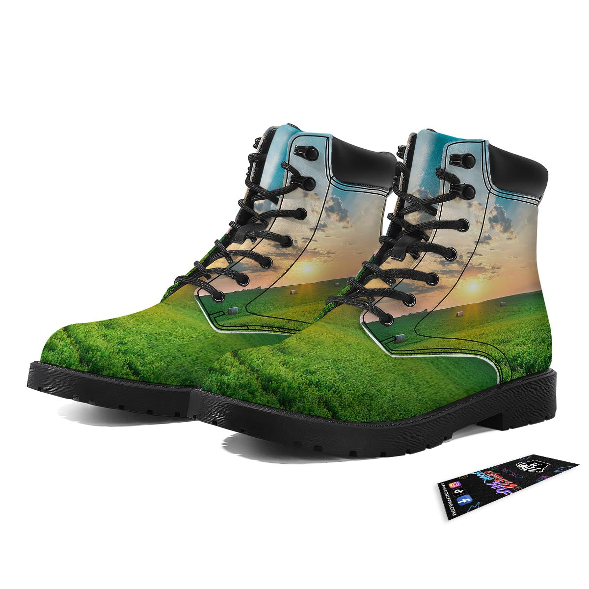 Meadow Sunrise Print Boots-grizzshop
