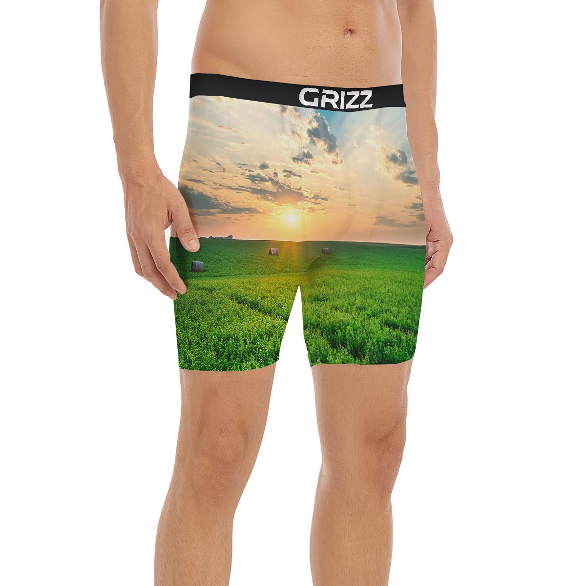 Meadow Sunrise Print Boxer Briefs-grizzshop