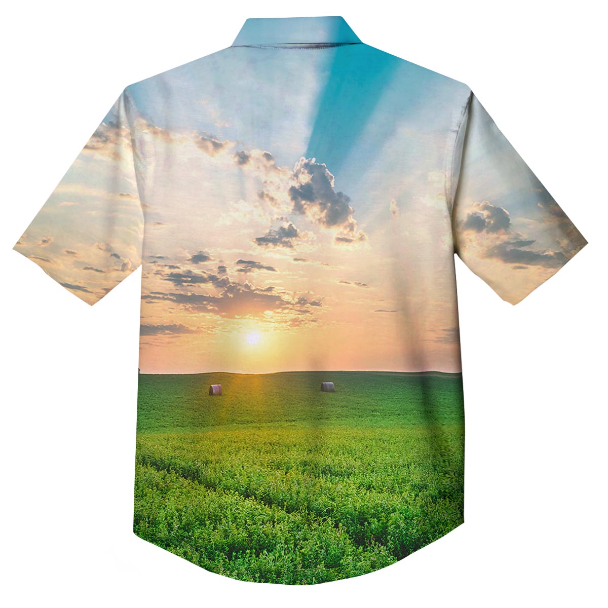 Meadow Sunrise Print Button Up Shirt-grizzshop