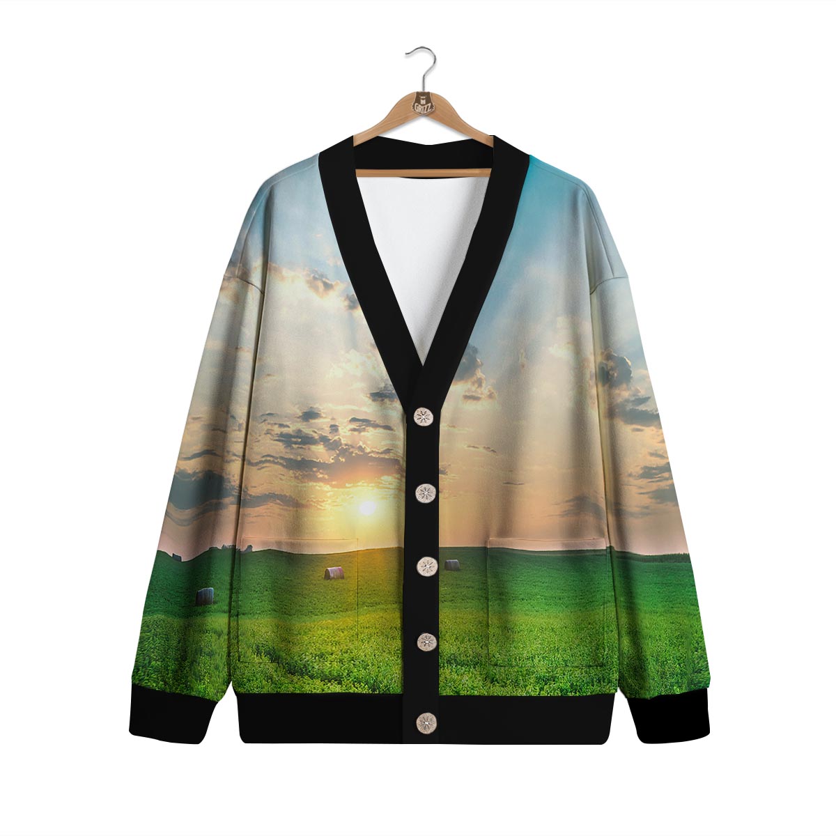 Meadow Sunrise Print Cardigan-grizzshop