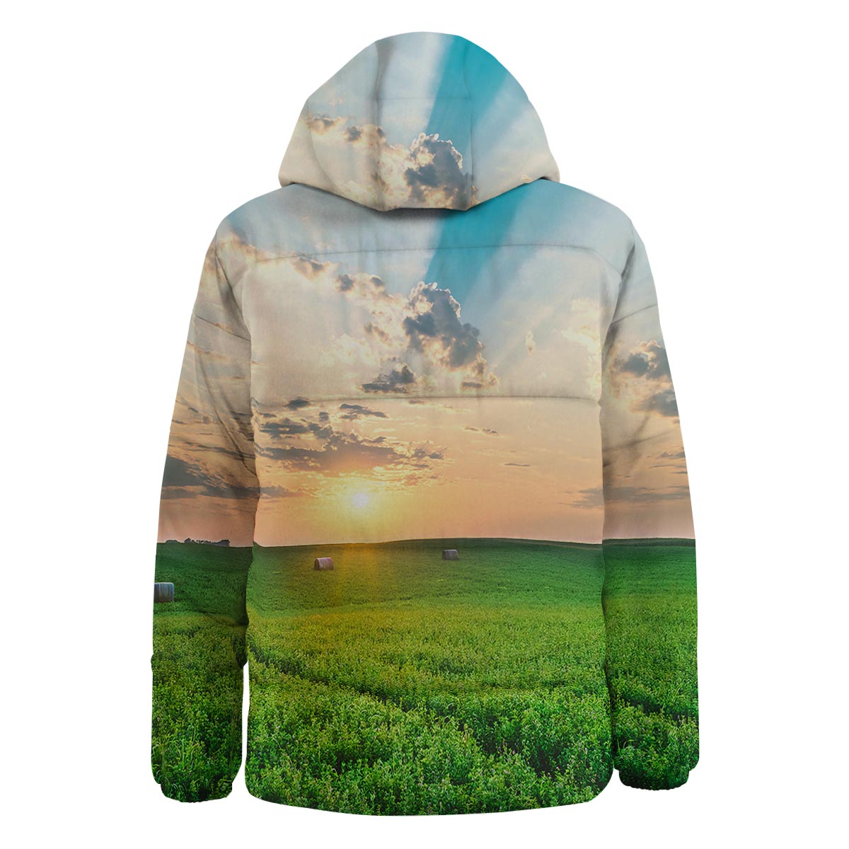 Meadow Sunrise Print Down Jacket-grizzshop