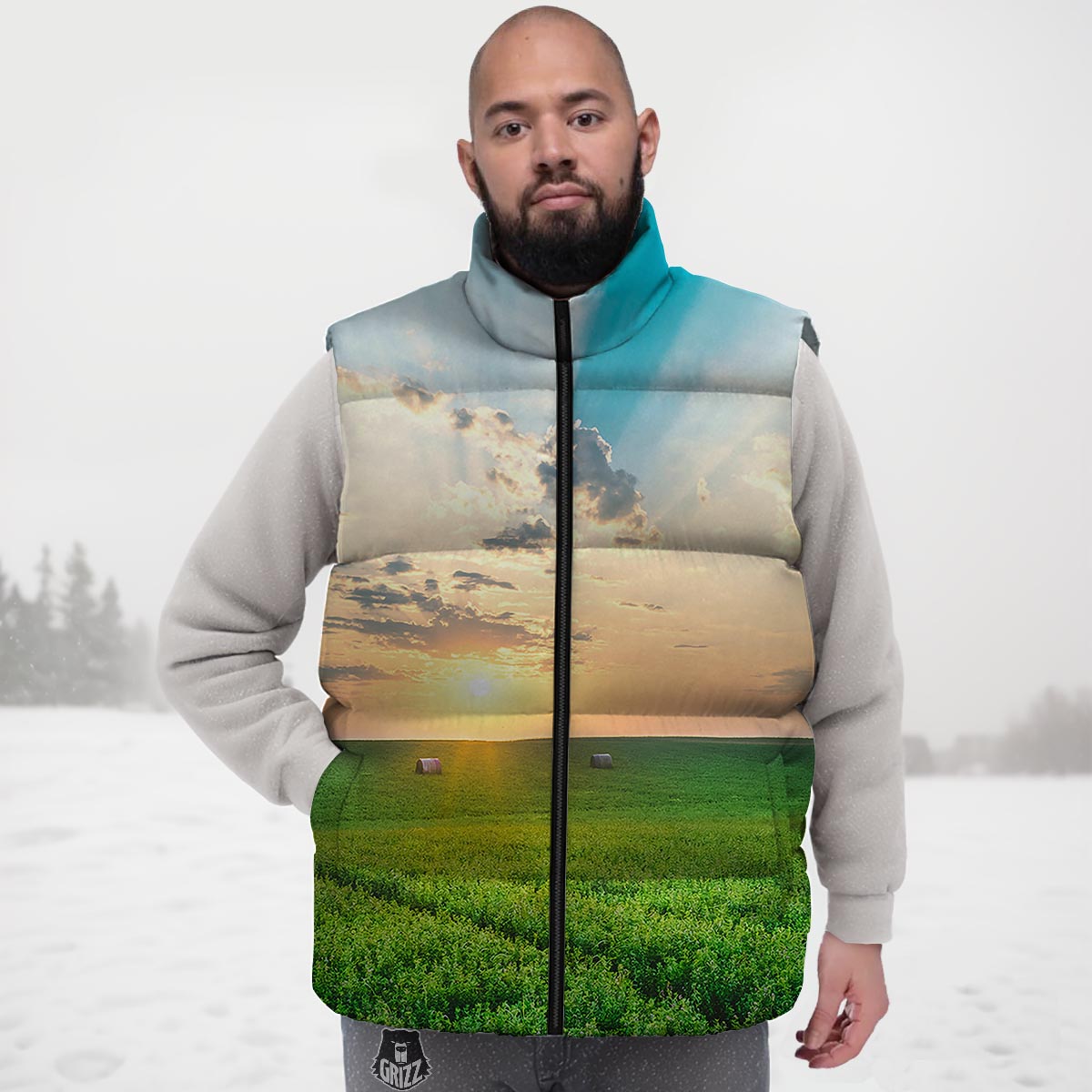 Meadow Sunrise Print Down Vest