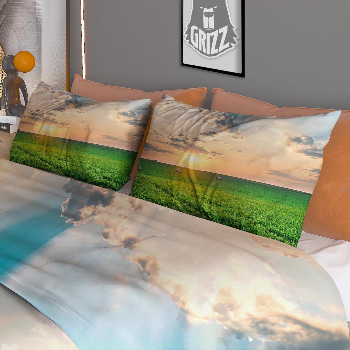 Meadow Sunrise Print Duvet Cover Bedding Set