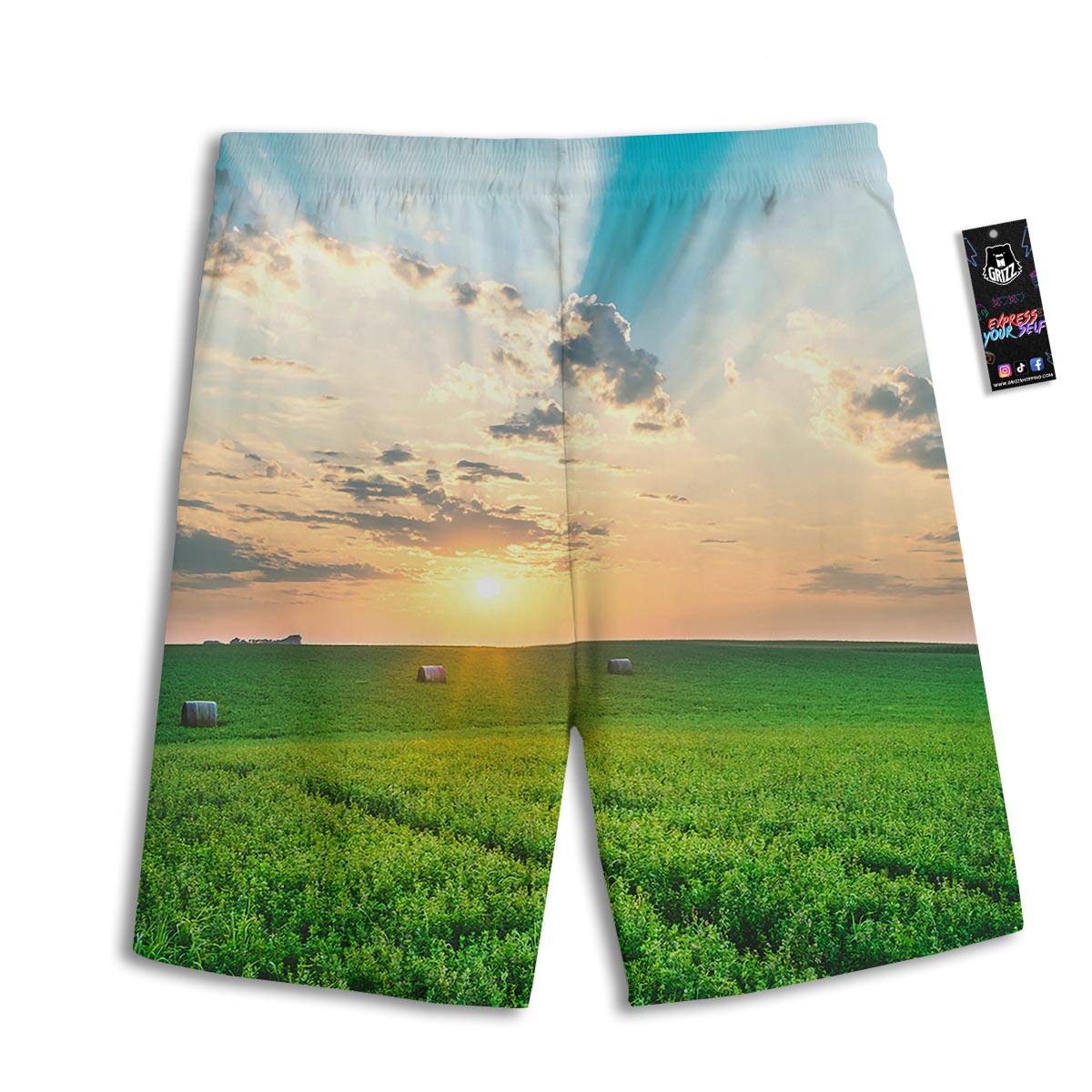 Meadow Sunrise Print Men's Athletic Shorts