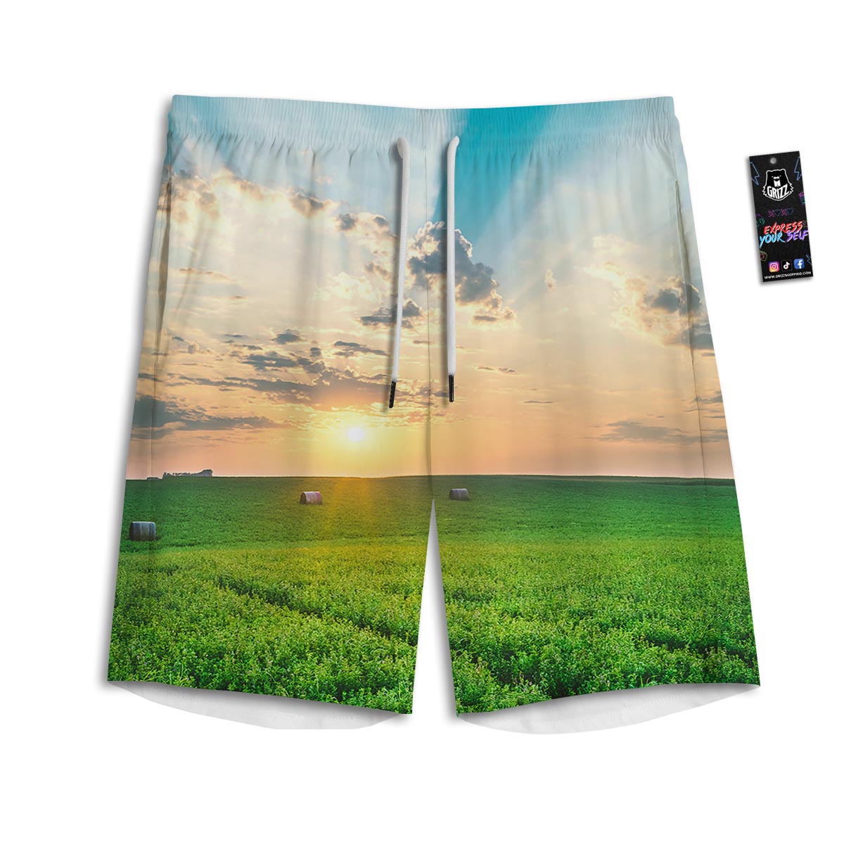 Meadow Sunrise Print Men's Athletic Shorts