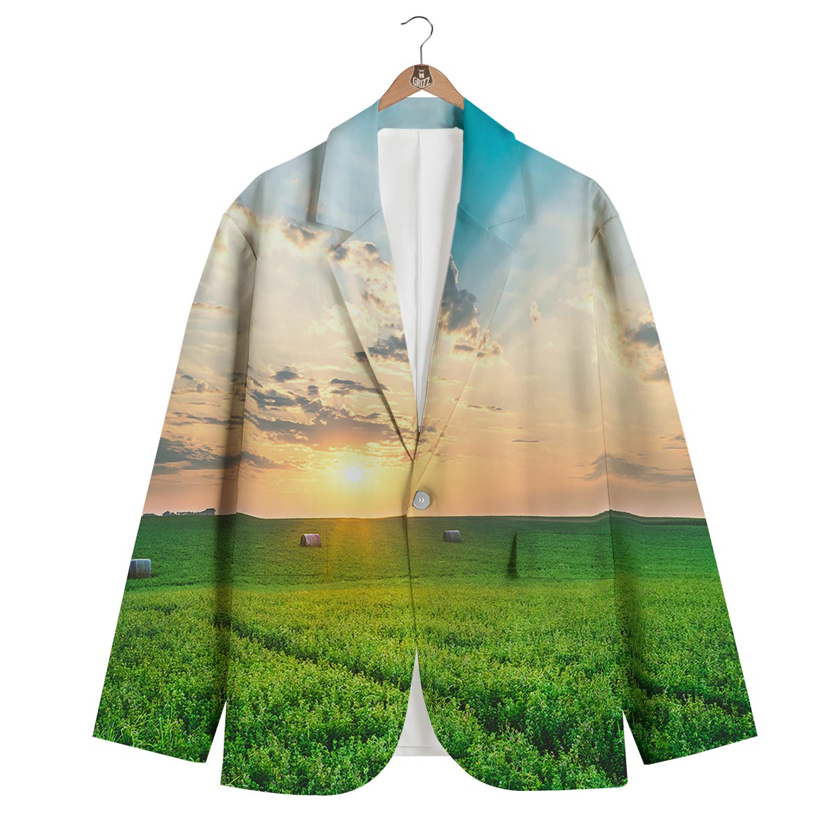 Meadow Sunrise Print Men's Blazer-grizzshop