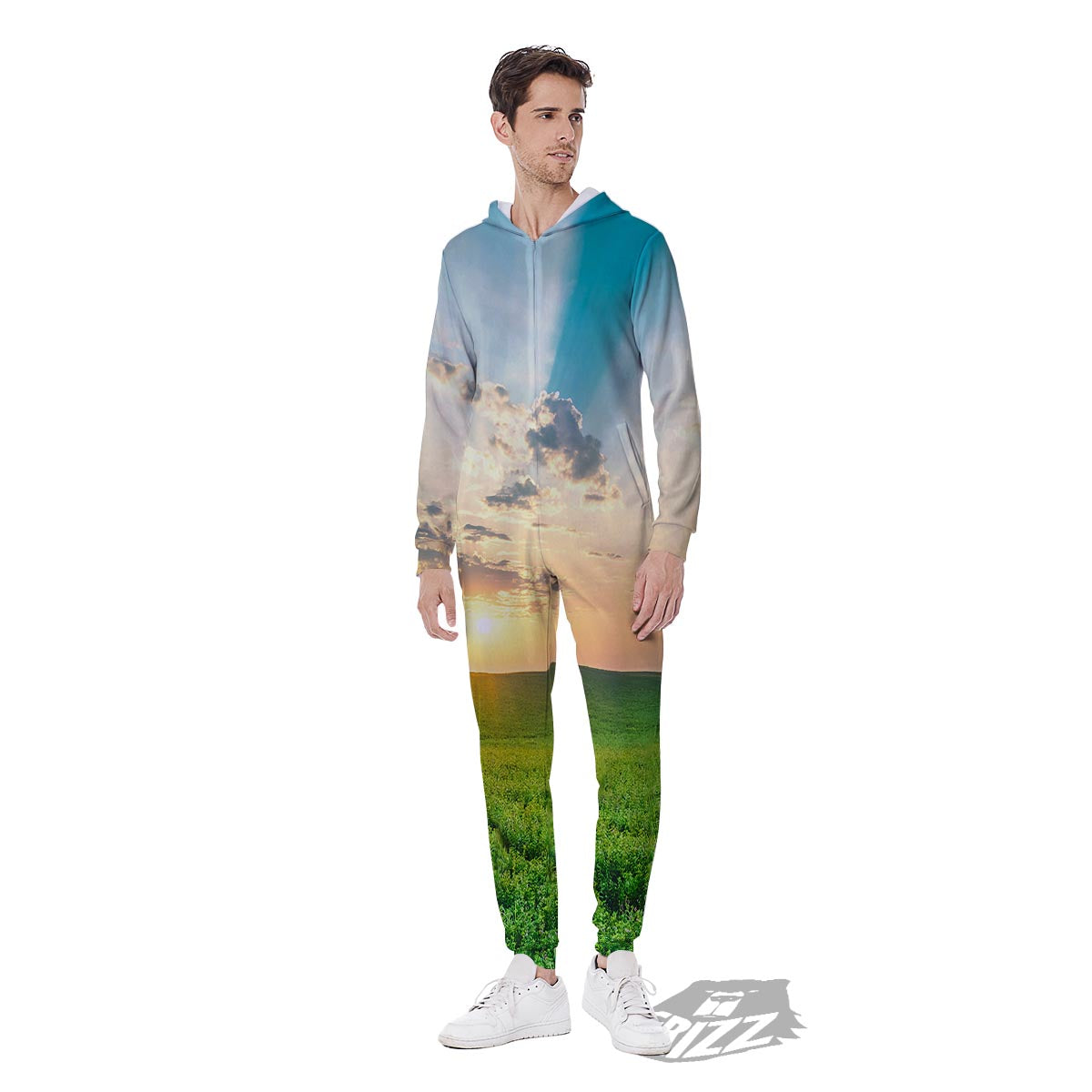 Meadow Sunrise Print Men's Jumpsuit-grizzshop