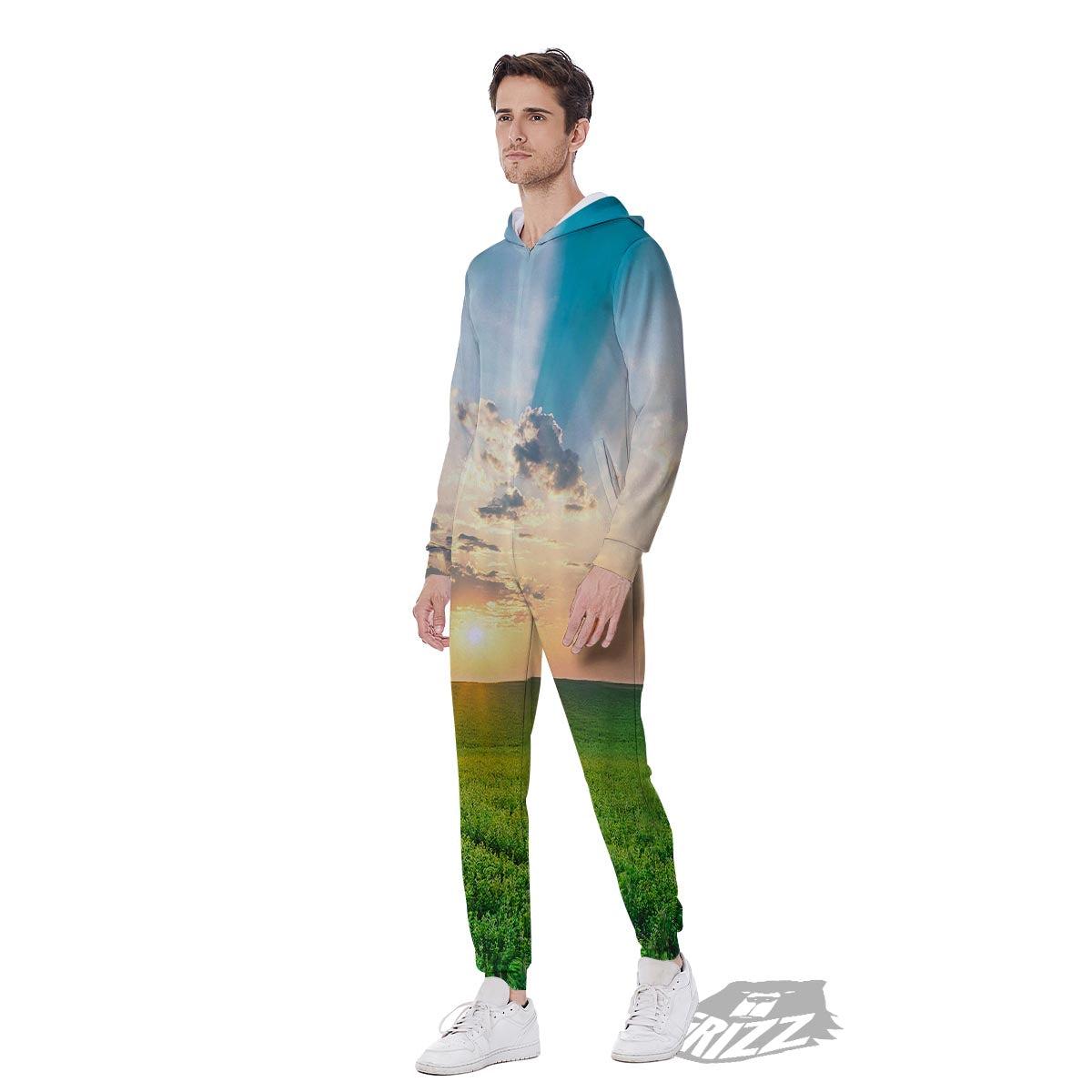 Meadow Sunrise Print Men's Jumpsuit-grizzshop