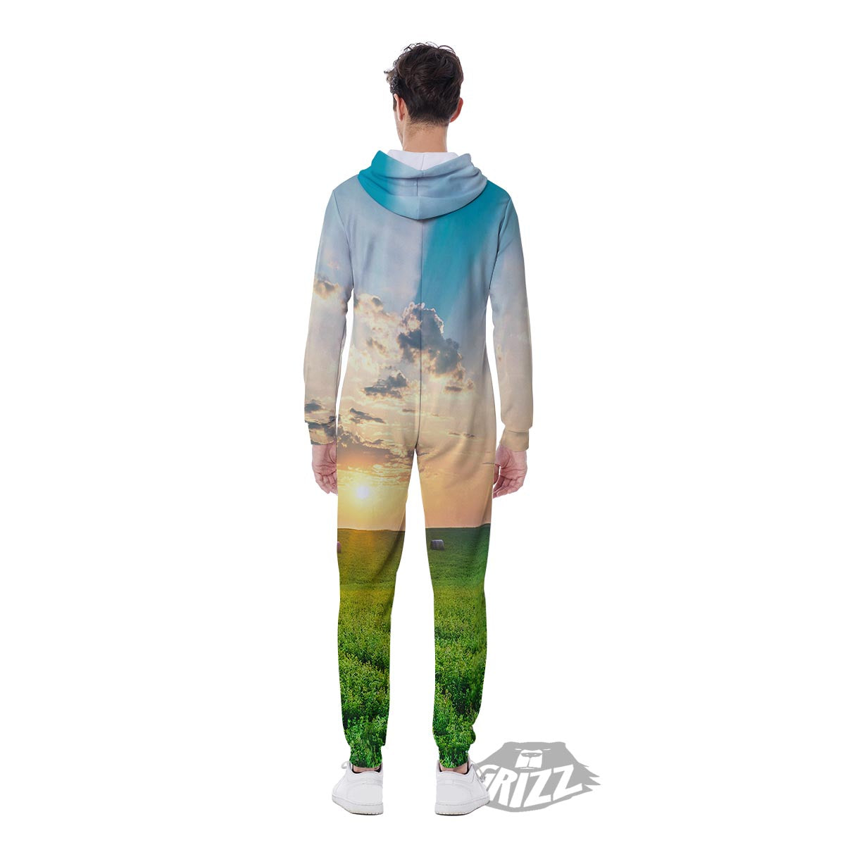 Meadow Sunrise Print Men's Jumpsuit-grizzshop
