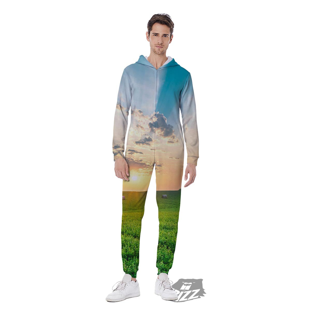 Meadow Sunrise Print Men's Jumpsuit-grizzshop