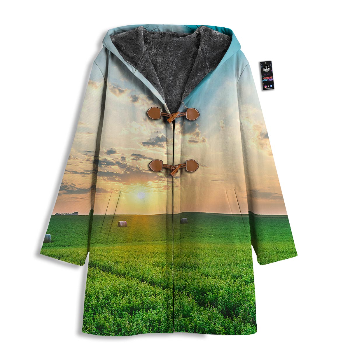 Meadow Sunrise Print Men's Windbreaker Jacket-grizzshop
