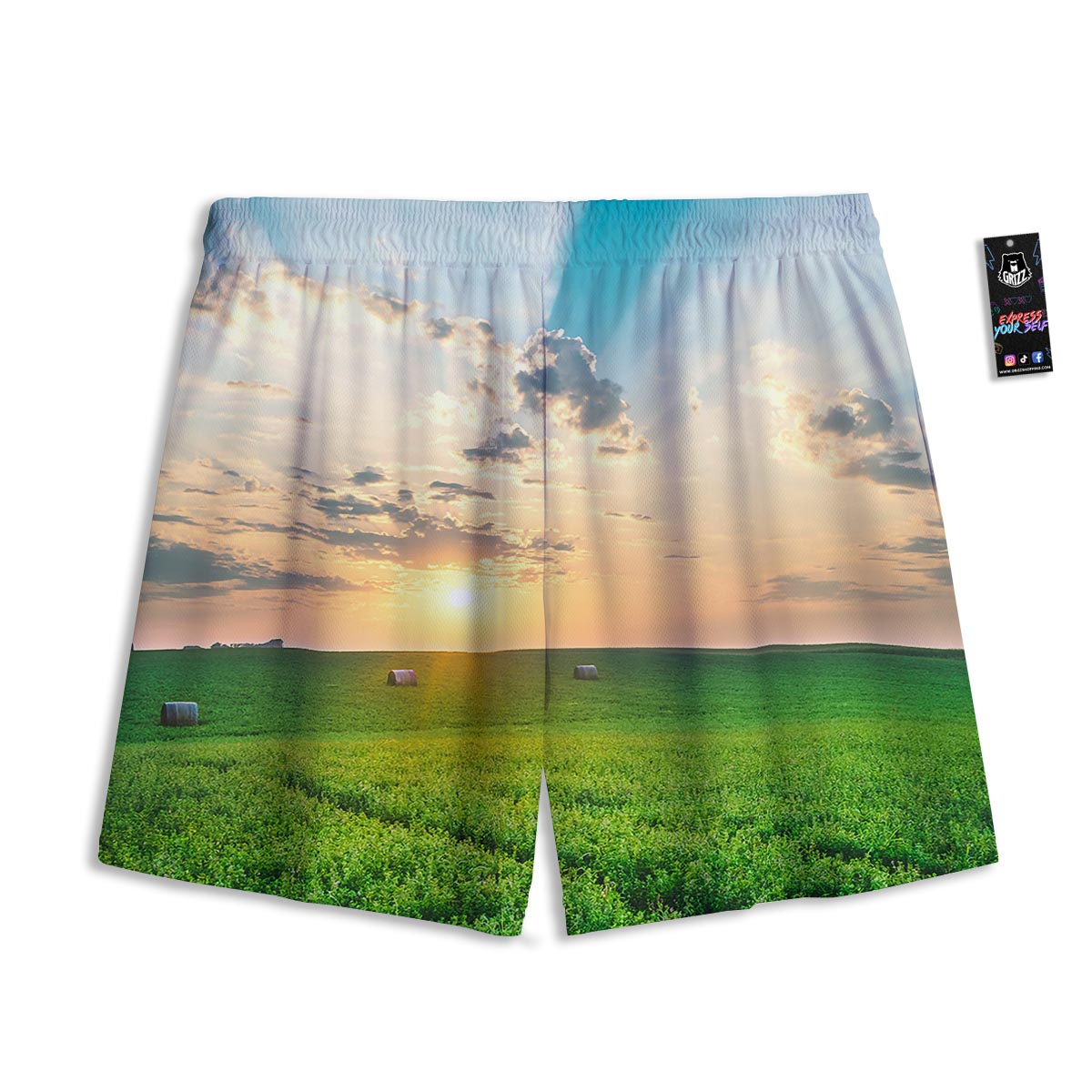 Meadow Sunrise Print Mesh Shorts