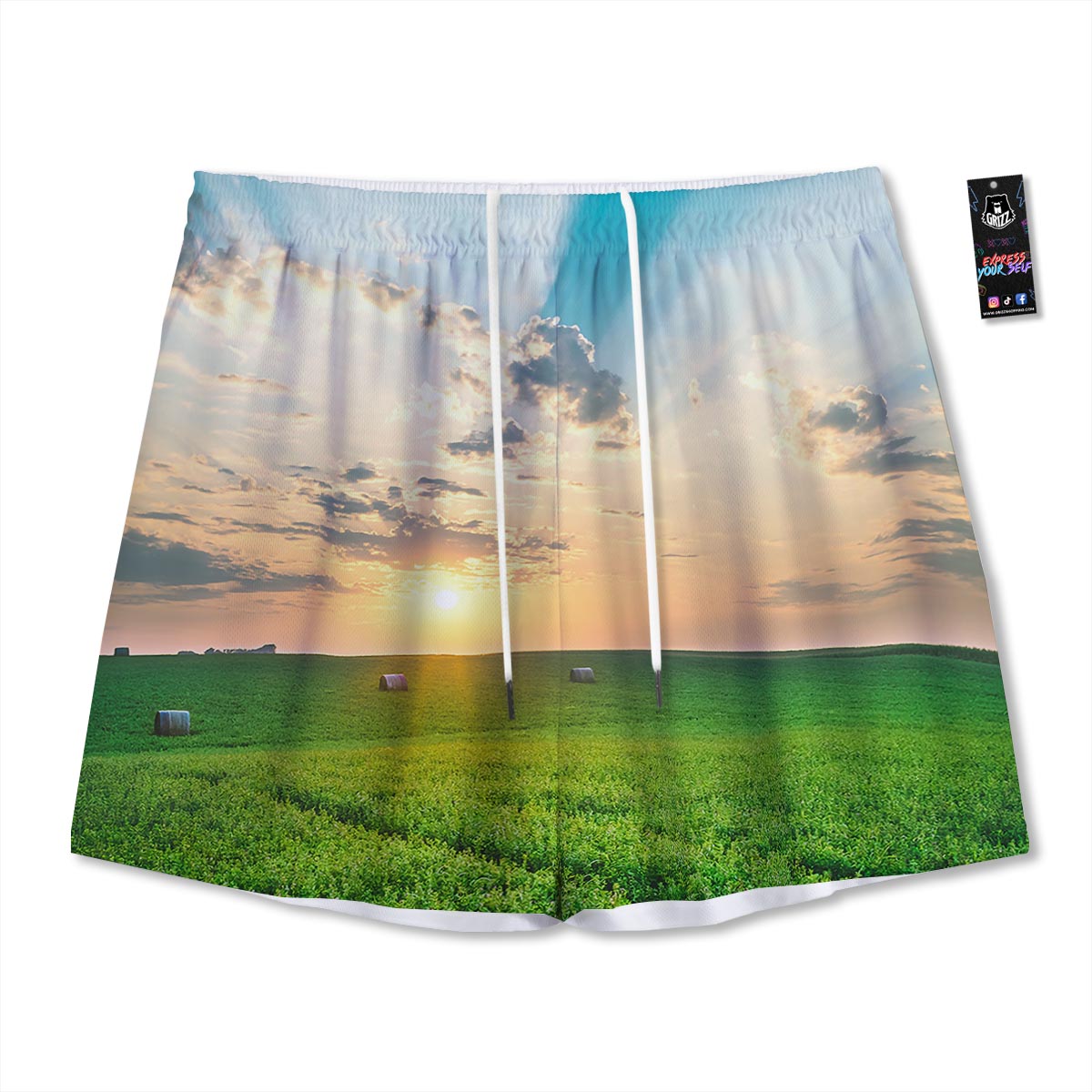 Meadow Sunrise Print Mesh Shorts