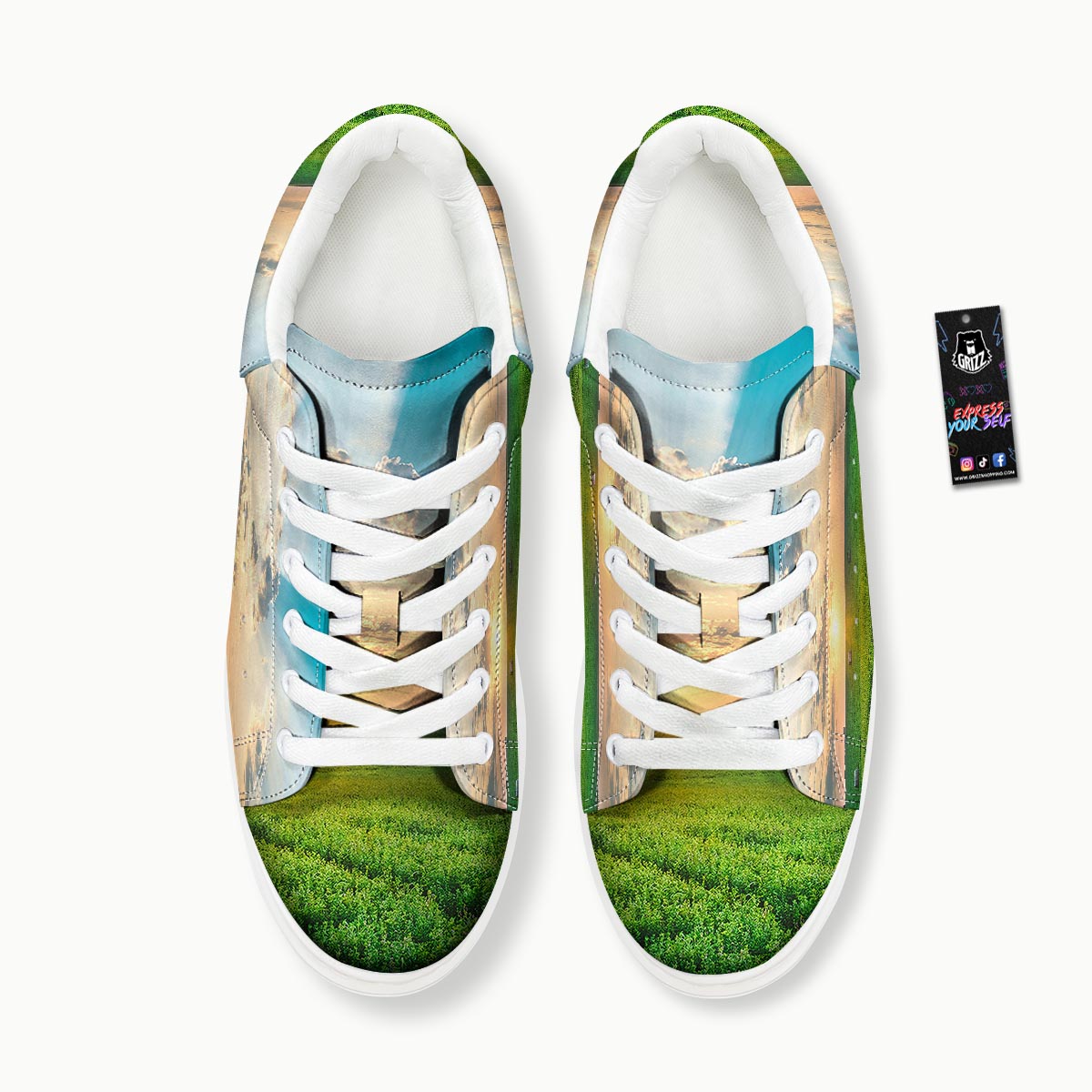 Meadow Sunrise Print Platform Shoes-grizzshop