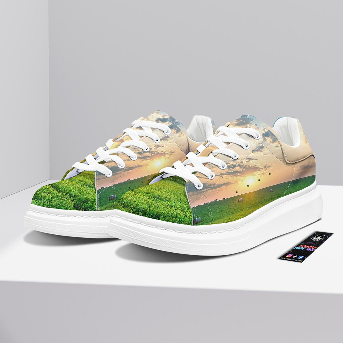 Meadow Sunrise Print Platform Shoes-grizzshop