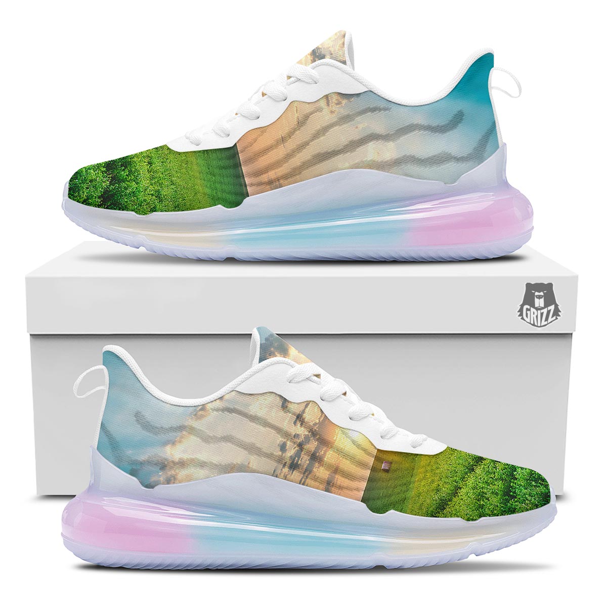 Meadow Sunrise Print Running Sneakers-grizzshop