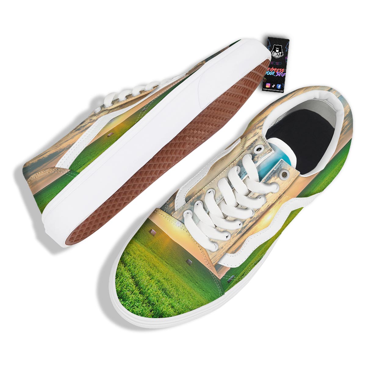 Meadow Sunrise Print Skate Shoes-grizzshop
