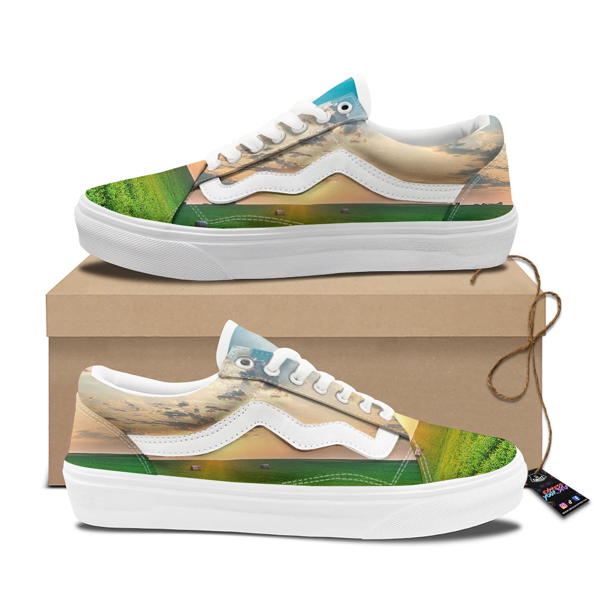 Meadow Sunrise Print Skate Shoes-grizzshop