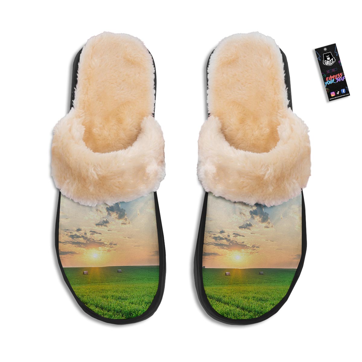 Meadow Sunrise Print Slippers-grizzshop