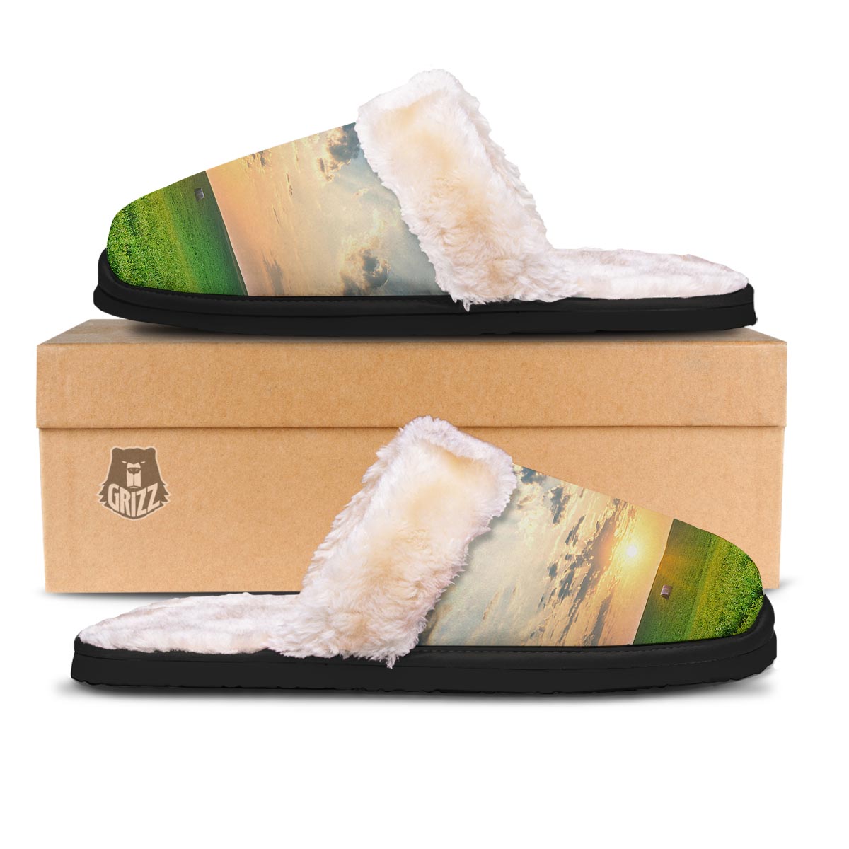Meadow Sunrise Print Slippers-grizzshop
