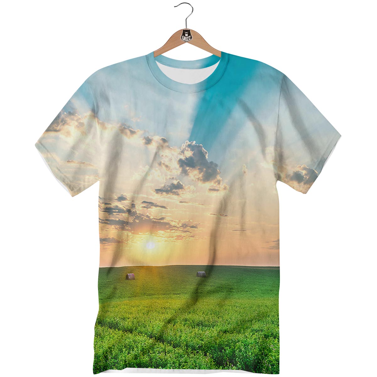 Meadow Sunrise Print T-Shirt-grizzshop