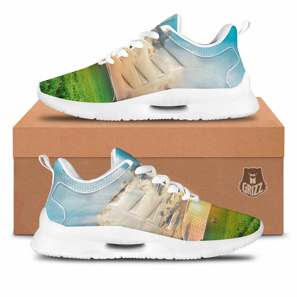 Meadow Sunrise Print Tennis Shoes-grizzshop