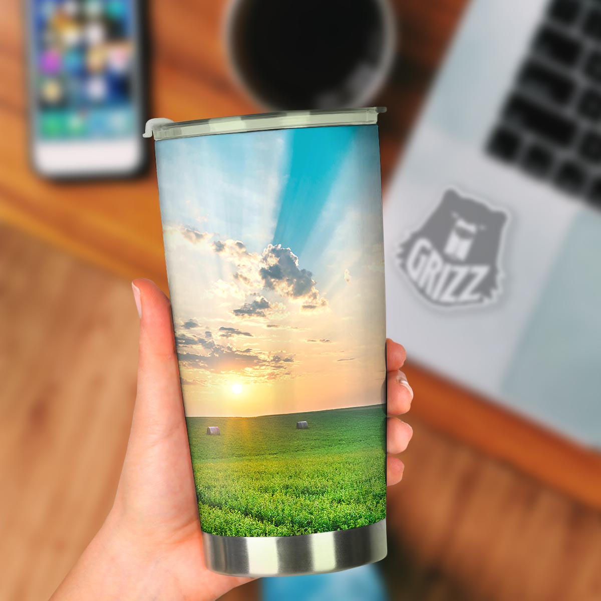Meadow Sunrise Print Tumbler-grizzshop