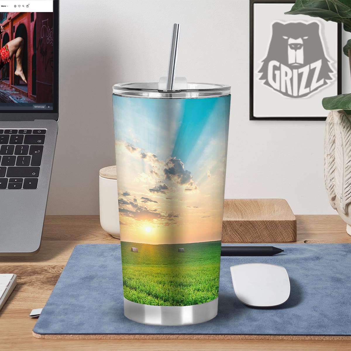 Meadow Sunrise Print Tumbler-grizzshop