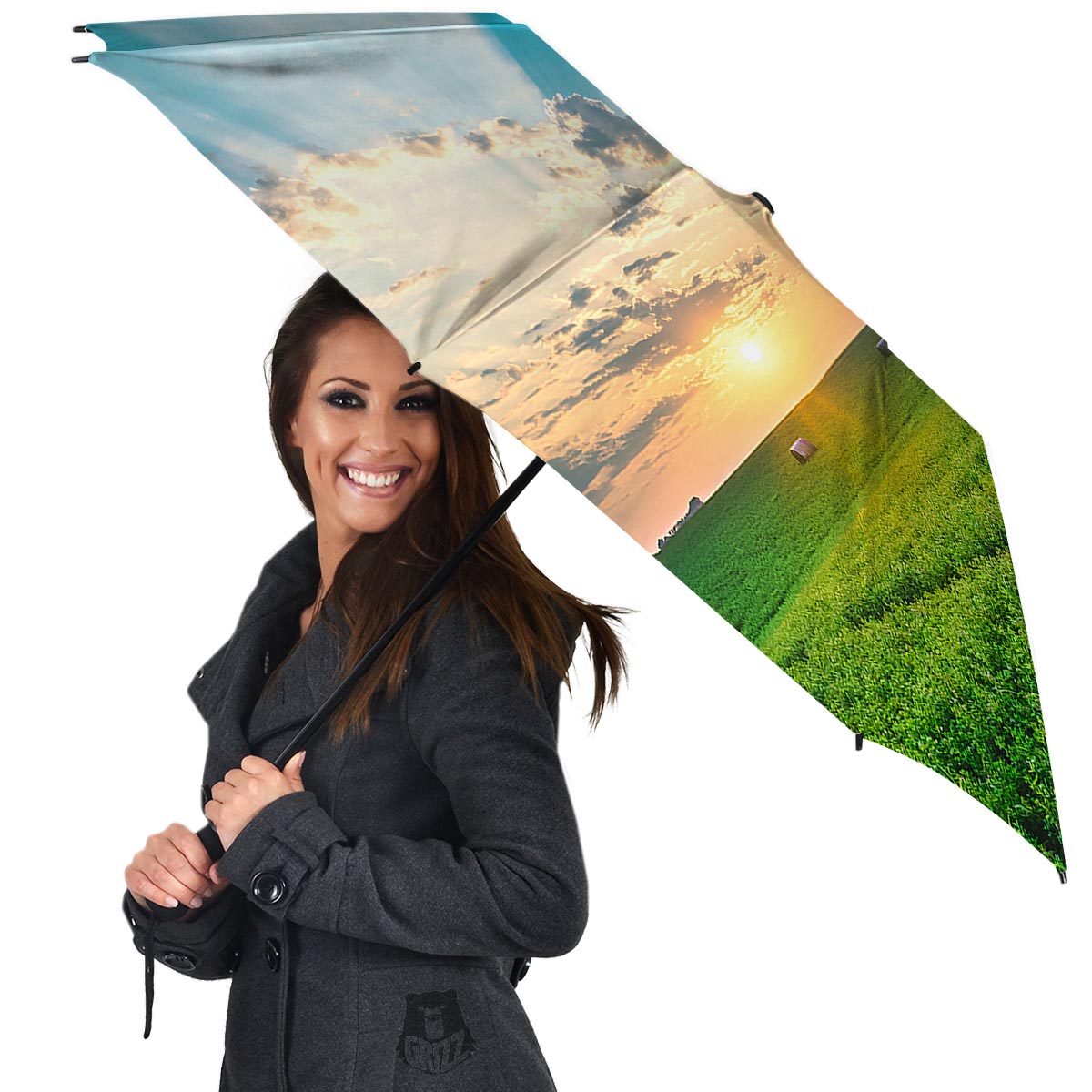 Meadow Sunrise Print Umbrella-grizzshop