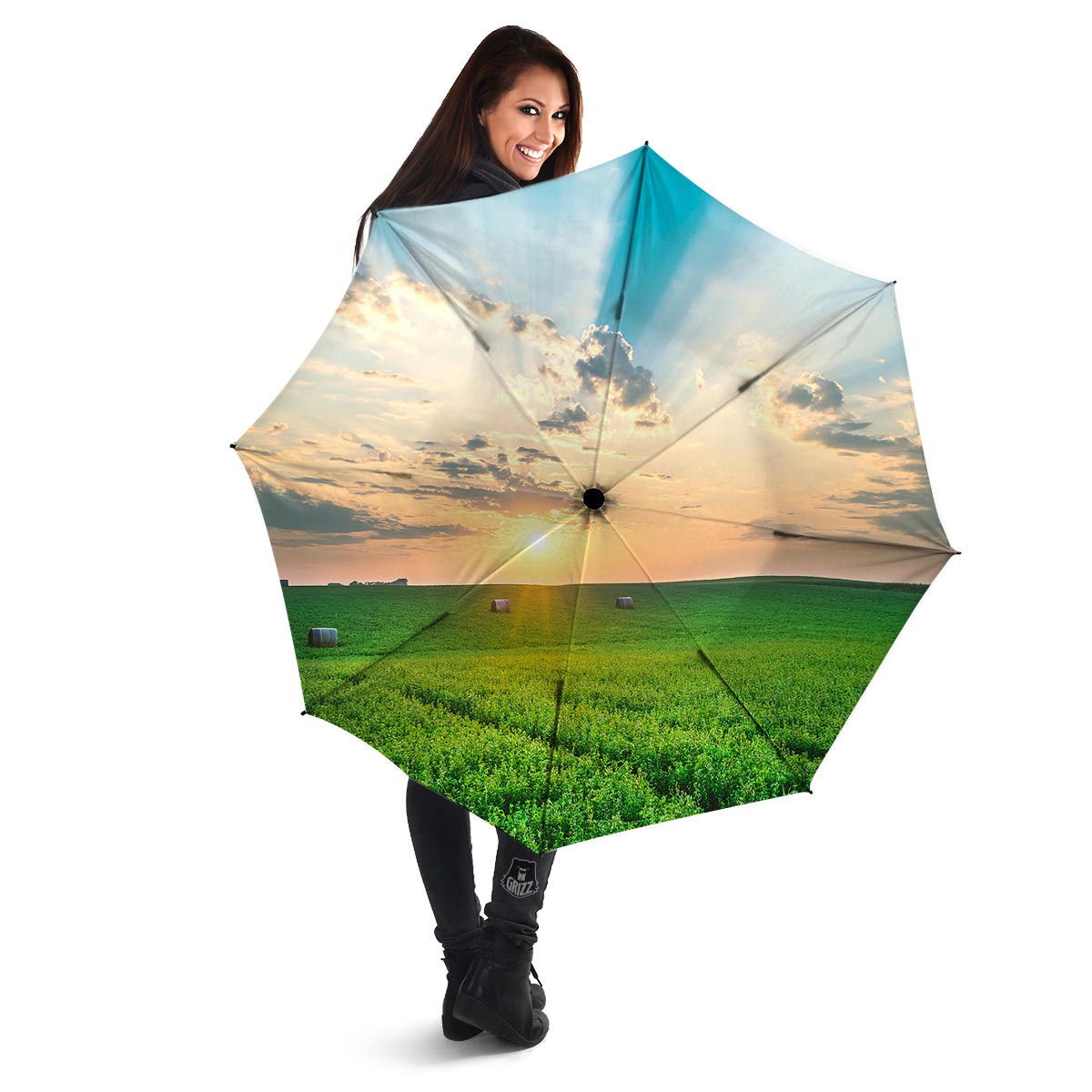 Meadow Sunrise Print Umbrella-grizzshop