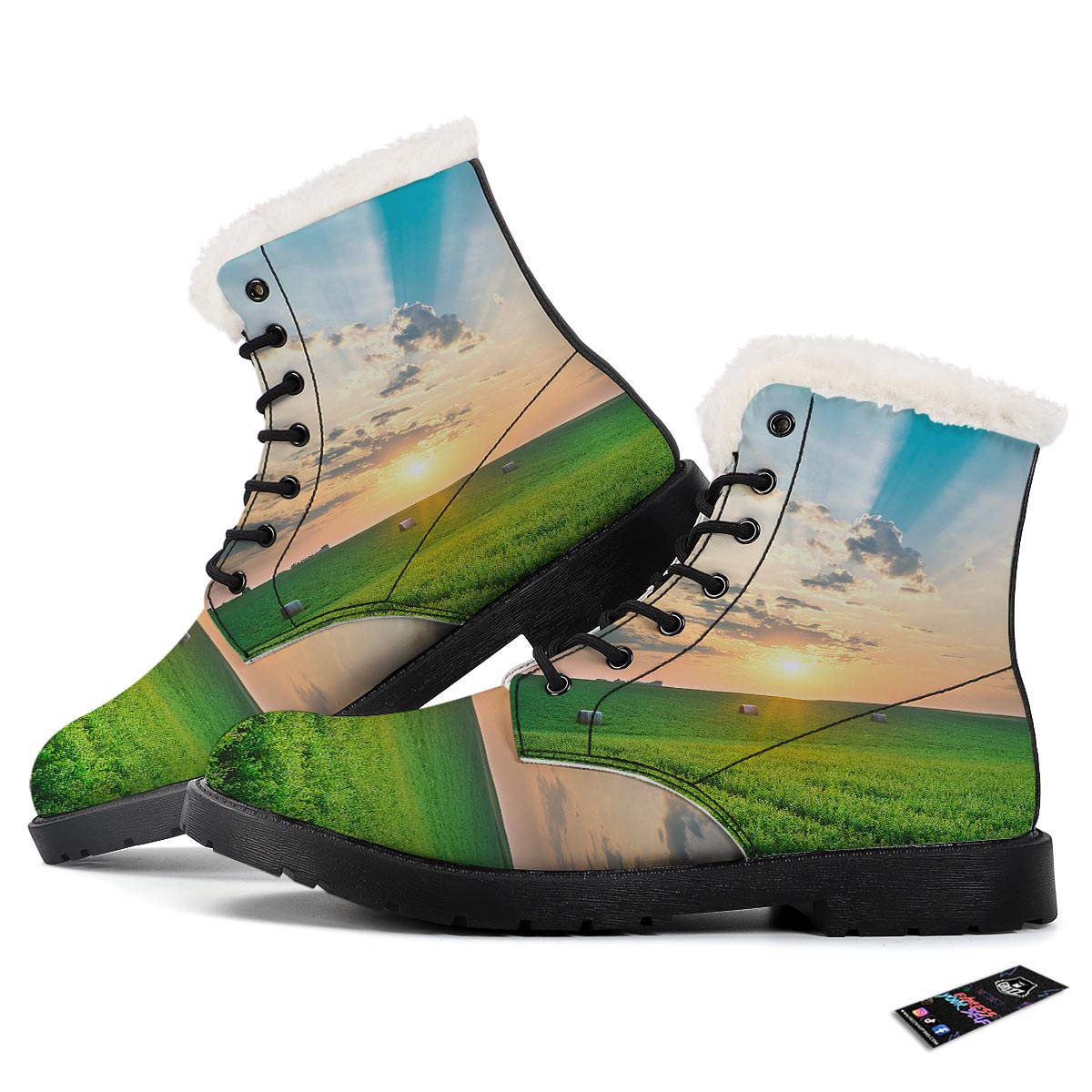 Meadow Sunrise Print Winter Boots-grizzshop