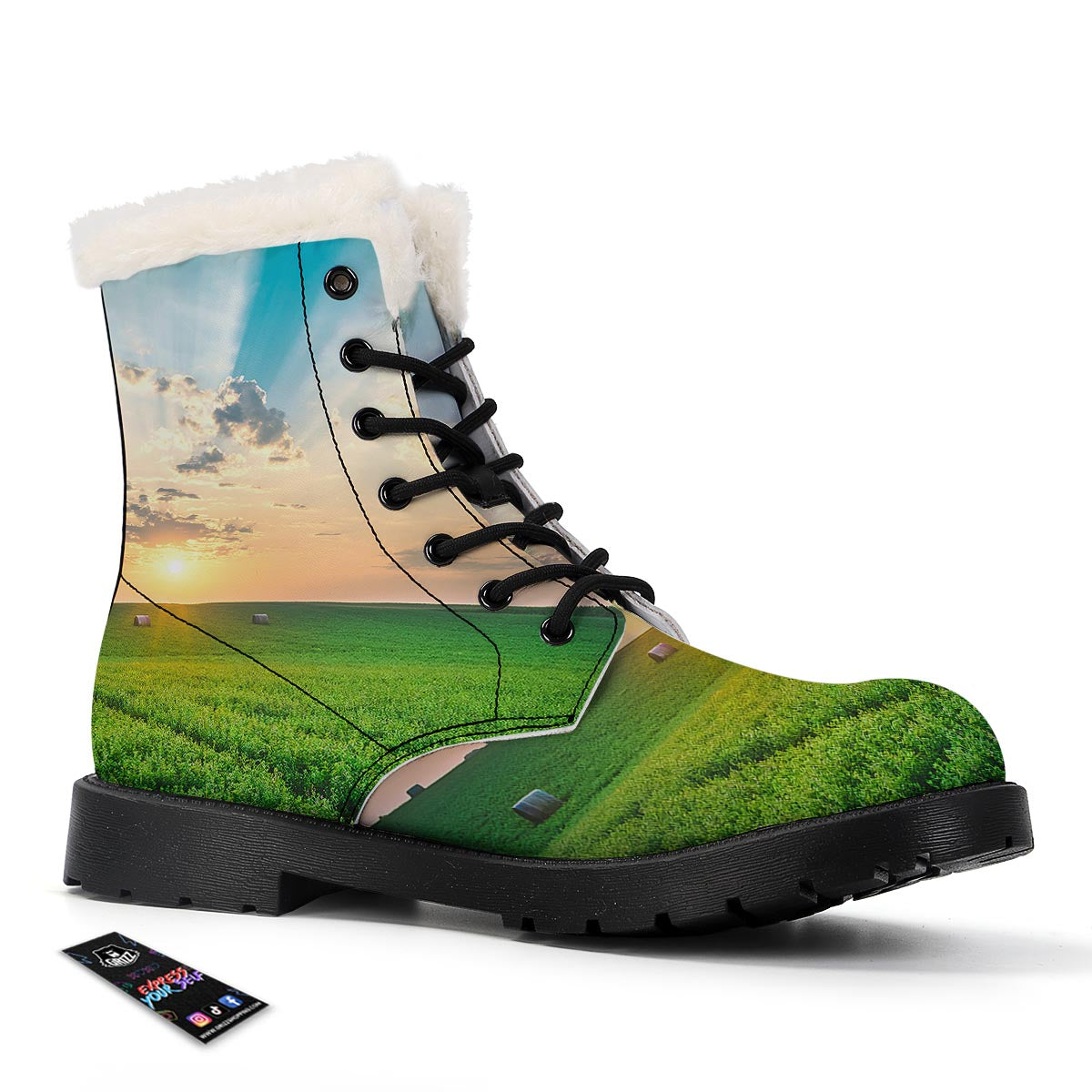 Meadow Sunrise Print Winter Boots-grizzshop