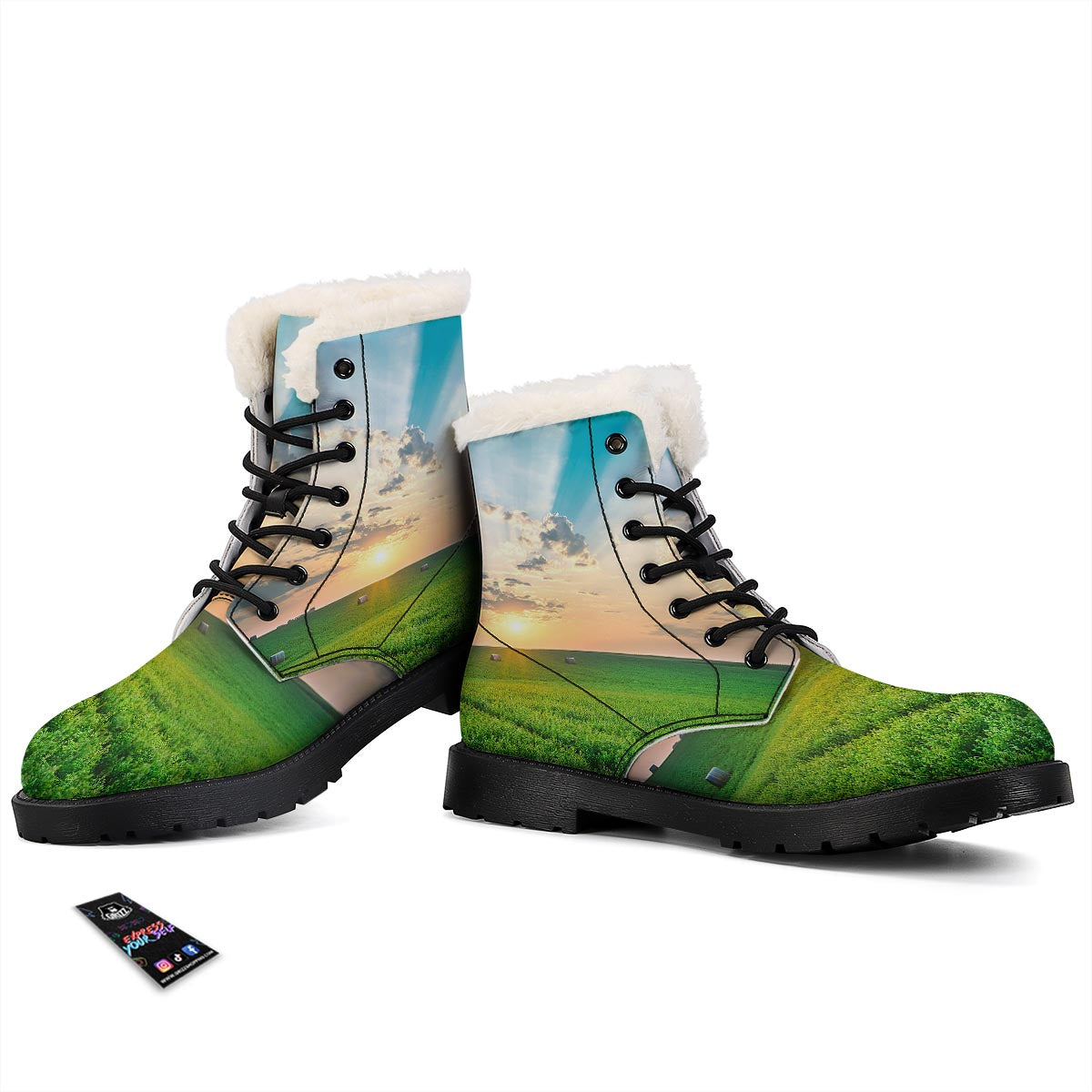 Meadow Sunrise Print Winter Boots-grizzshop