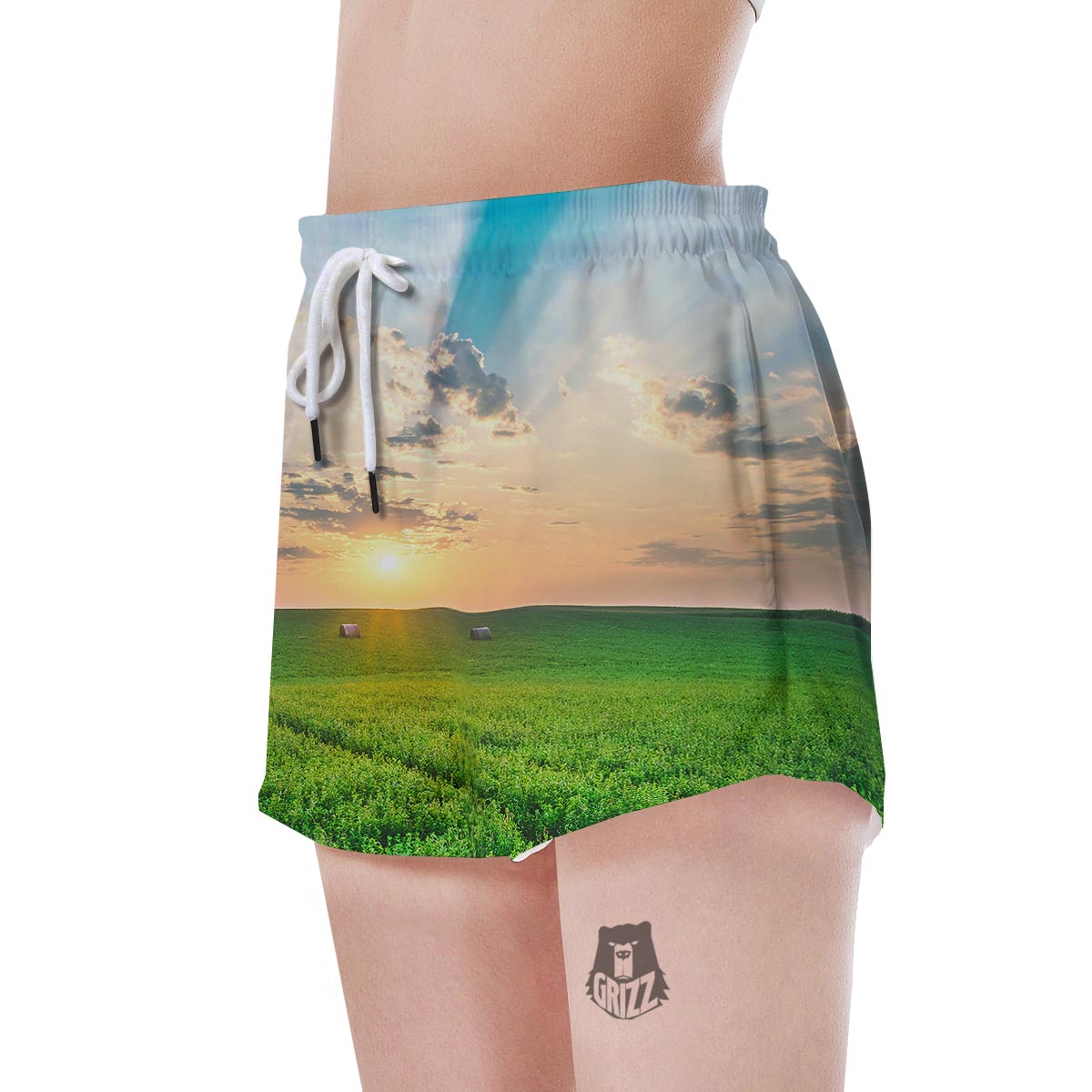 Meadow Sunrise Print Women's Shorts-grizzshop