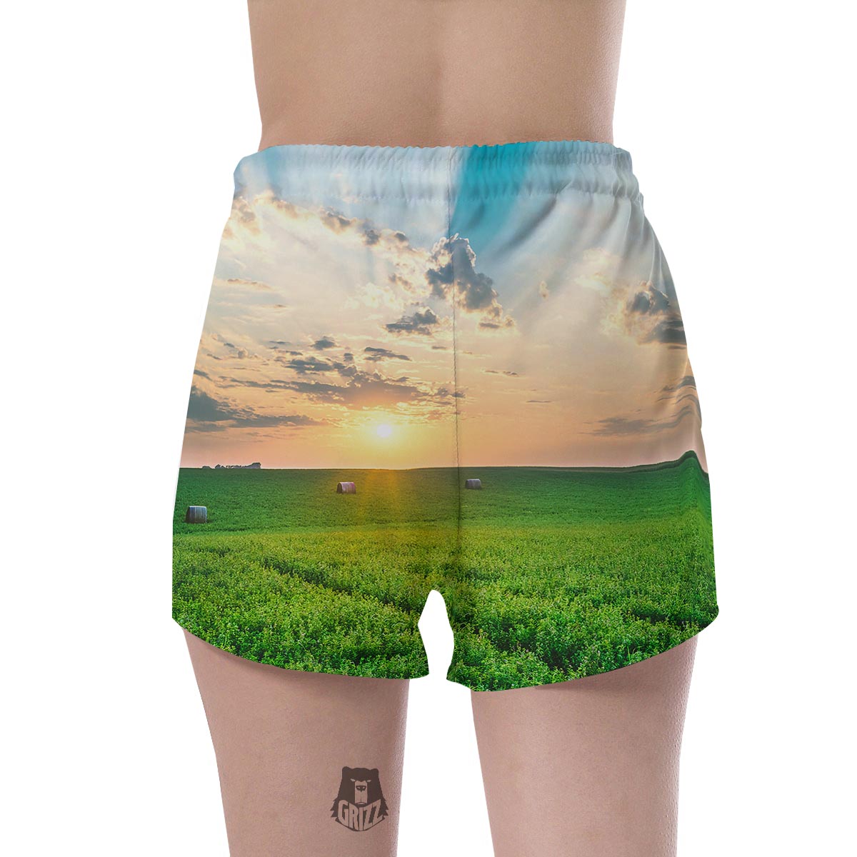 Meadow Sunrise Print Women's Shorts-grizzshop