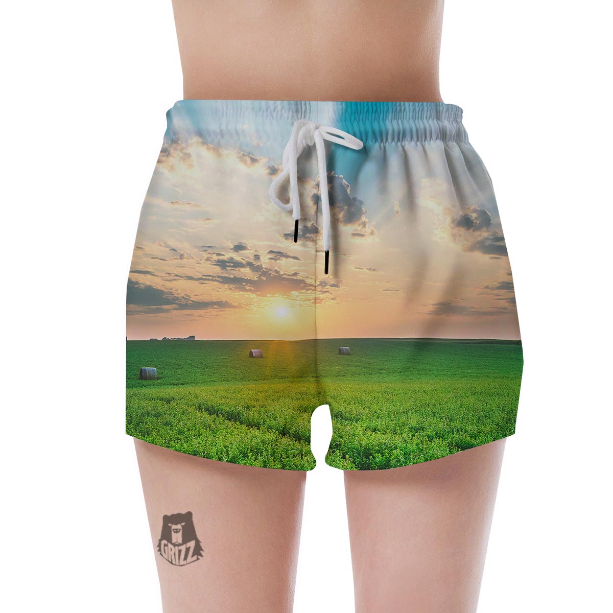 Meadow Sunrise Print Women's Shorts-grizzshop