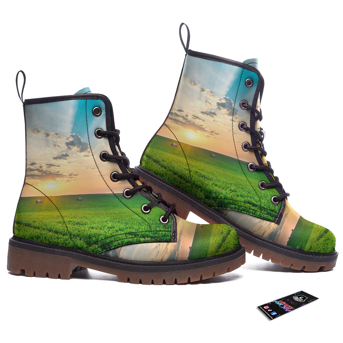 Meadow Sunrise Print Work Boots-grizzshop