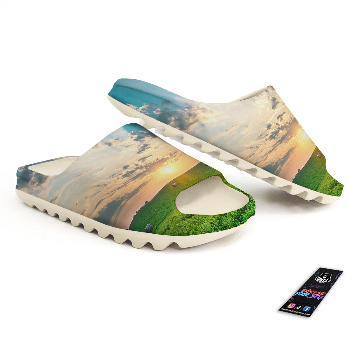 Meadow Sunrise Print Sandals-grizzshop