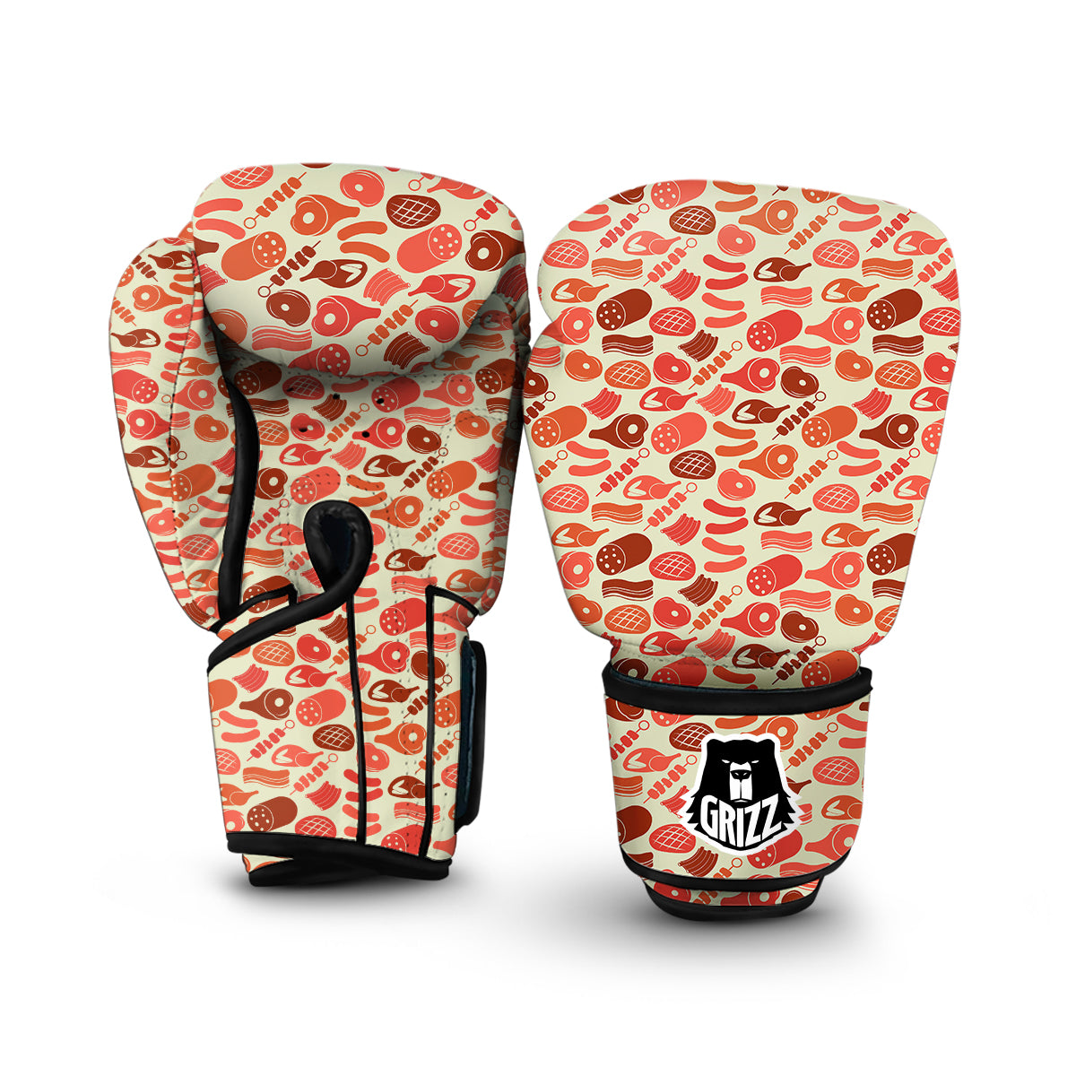 Meat Beef Pork Print Pattern Boxing Gloves-grizzshop