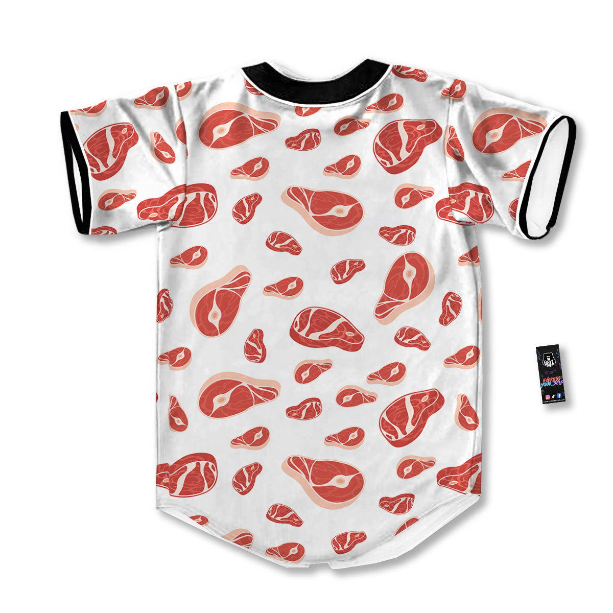 Meat Print Pattern Baseball Jersey-grizzshop