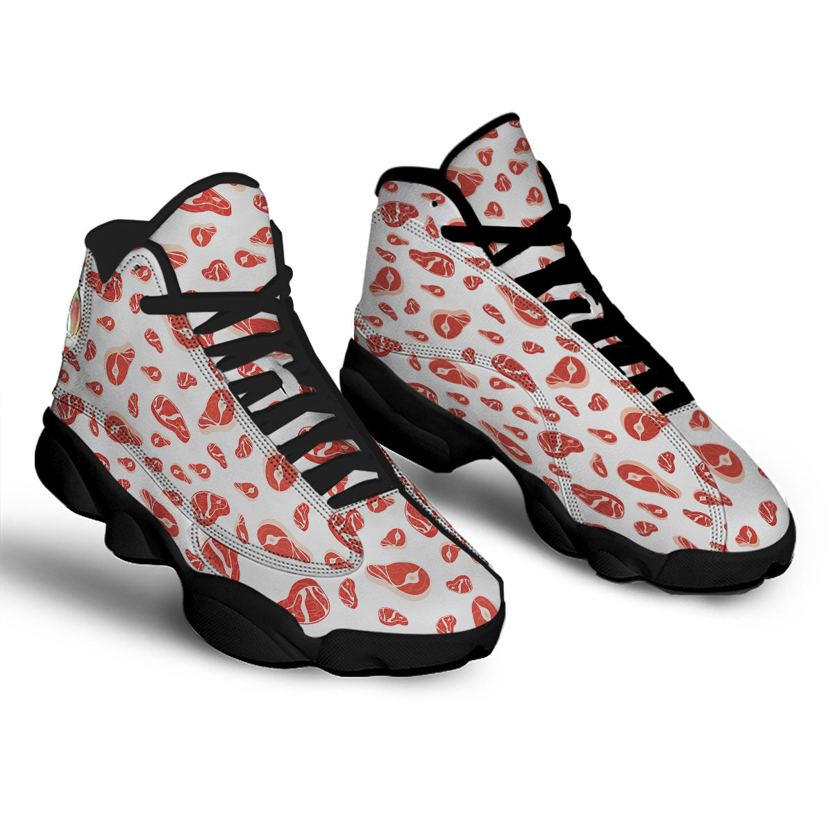 Meat Print Pattern Black Basketball Shoes-grizzshop