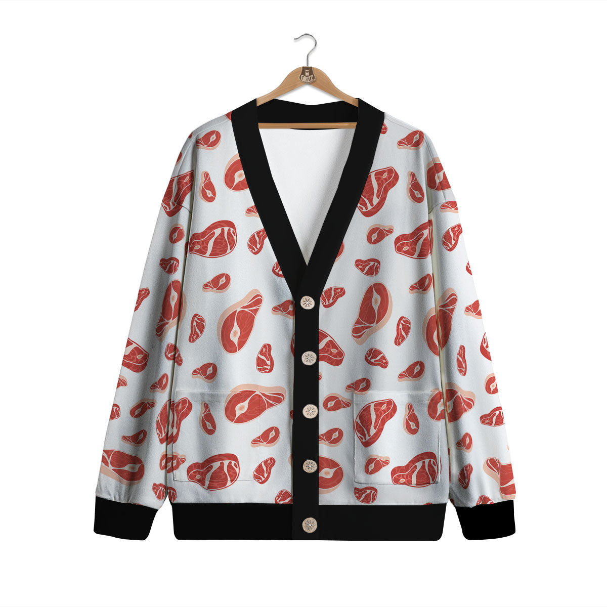 Meat Print Pattern Cardigan-grizzshop