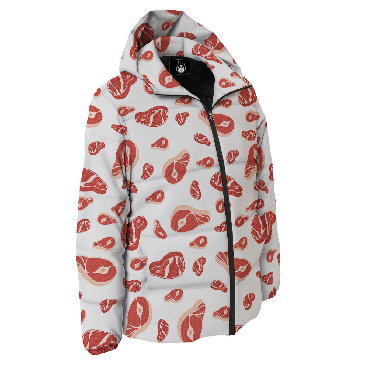 Meat Print Pattern Down Jacket-grizzshop