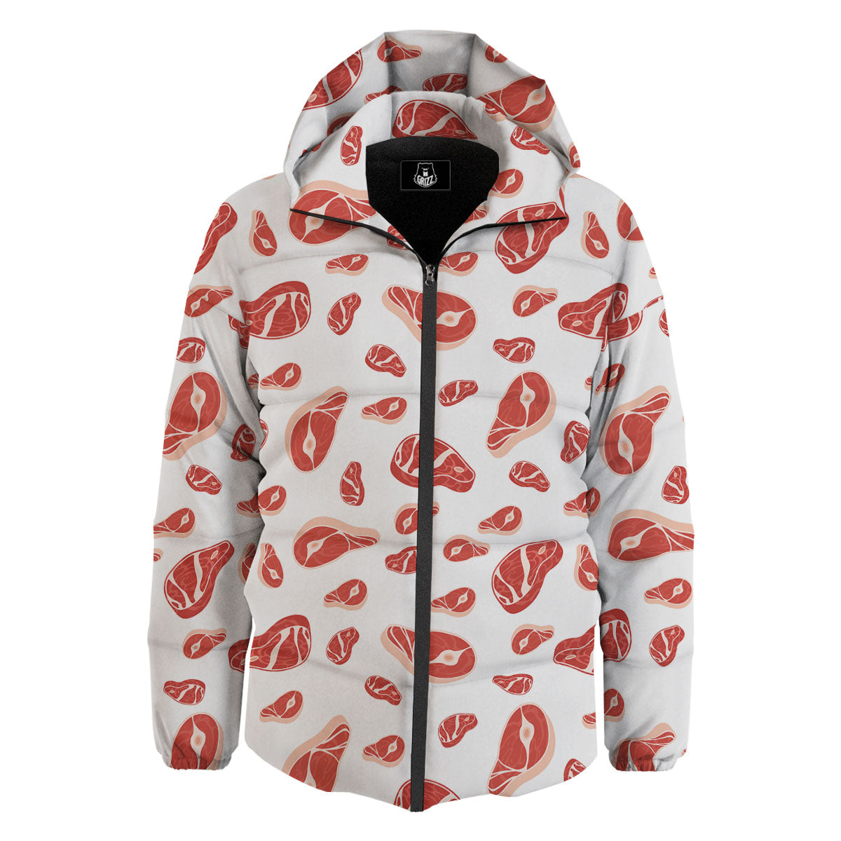 Meat Print Pattern Down Jacket-grizzshop