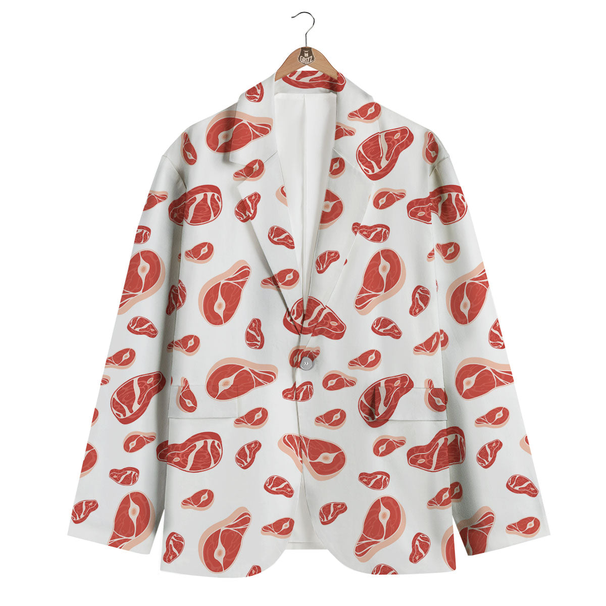 Meat Print Pattern Men's Blazer-grizzshop