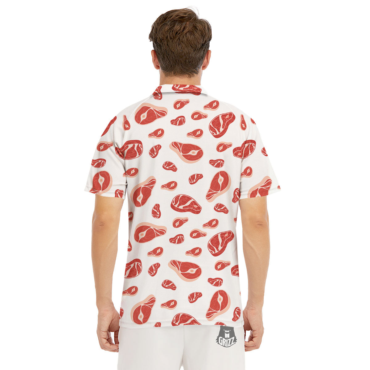 Meat Print Pattern Men's Golf Shirts-grizzshop