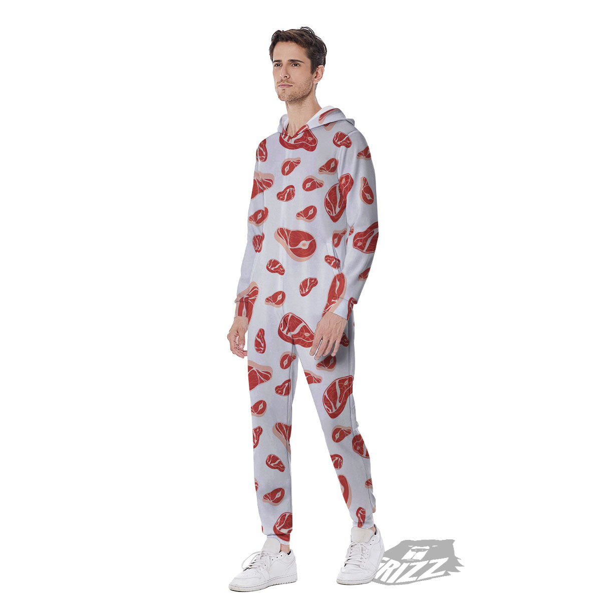 Meat Print Pattern Men's Jumpsuit-grizzshop